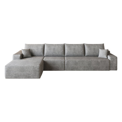 135-inch Cloud Sectional Sofa with L-shaped Chaise, gray ribbed fabric upholstery on Tampa Home & Garden Store