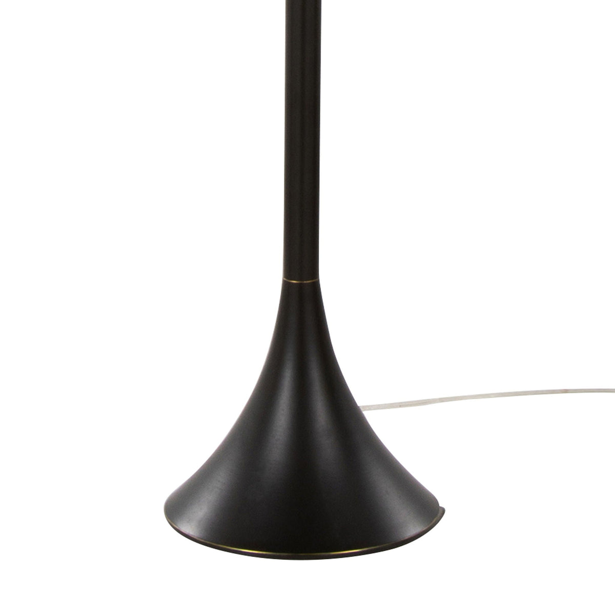 Lenuxe contemporary floor lamp by HouseOfZazla, black shade with gold trim and slender stem on Tampa Home & Garden Store