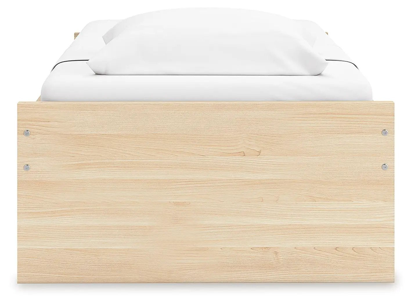 Onita Platform Bed frame in natural wood finish, storage bed with clean lines on Tampa Home & Garden Store