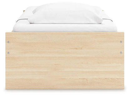 Onita Platform Bed frame in natural wood finish, storage bed with clean lines on Tampa Home & Garden Store