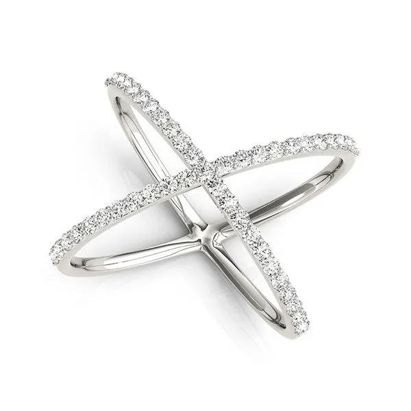 14k white gold X-style diamond ring with pavé diamonds ½ cttw by Bids.com on Tampa Home & Garden Store