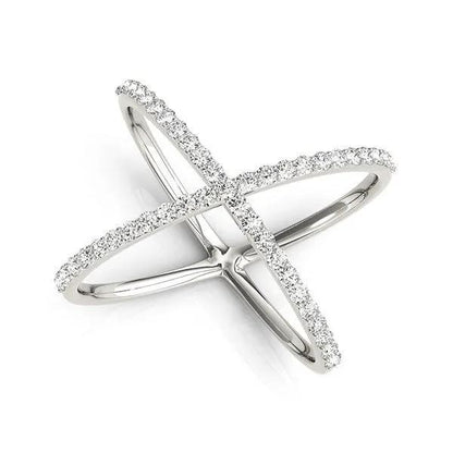 14k white gold X-style diamond ring with pavé diamonds ½ cttw by Bids.com on Tampa Home & Garden Store