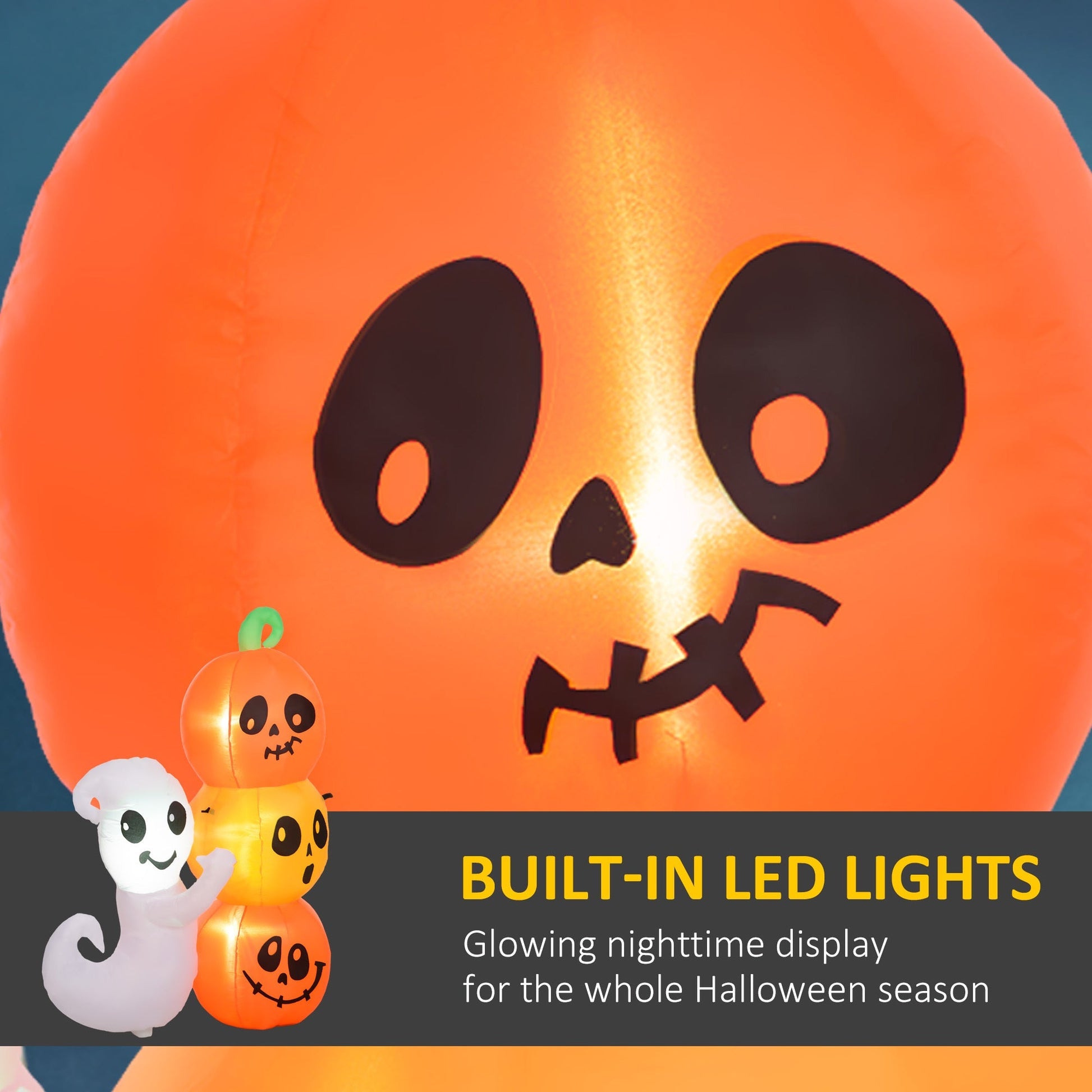 5-Foot Halloween Ghost and Pumpkin Inflatable orange pumpkin with LED lights by HouseOfZazla on Tampa Home & Garden Store
