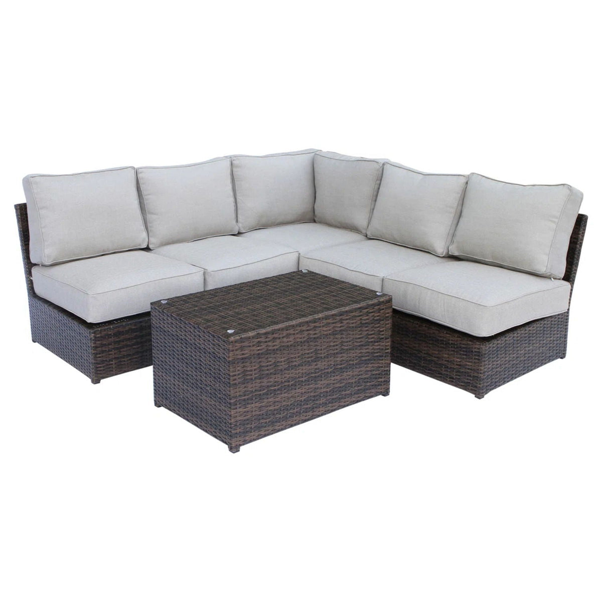 Comfortable Modern Patio Rattan Sectional Set With Cushions 2-Piece brown wicker cushions on Tampa Home & Garden Store