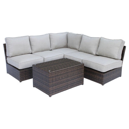 Comfortable Modern Patio Rattan Sectional Set With Cushions 2-Piece brown wicker cushions on Tampa Home & Garden Store