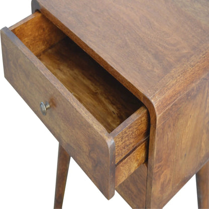 Curved Nightstand Table in Solid Mango Wood