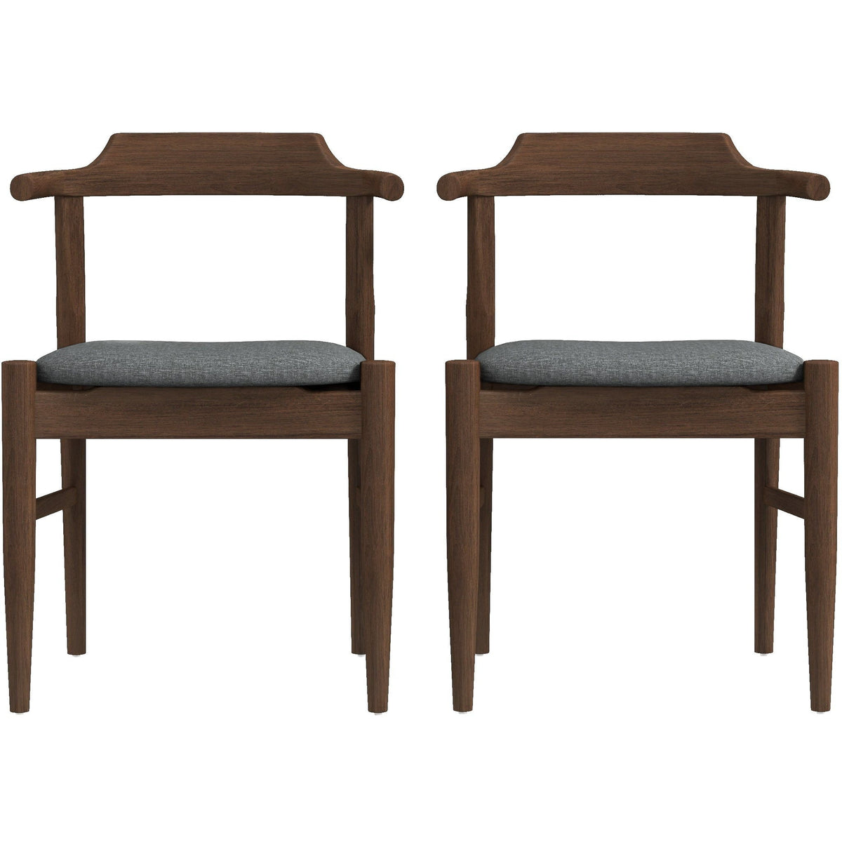 HouseOfZazla mid-century dining chair set of 2 in dark wood with gray upholstered seats on Tampa Home & Garden Store