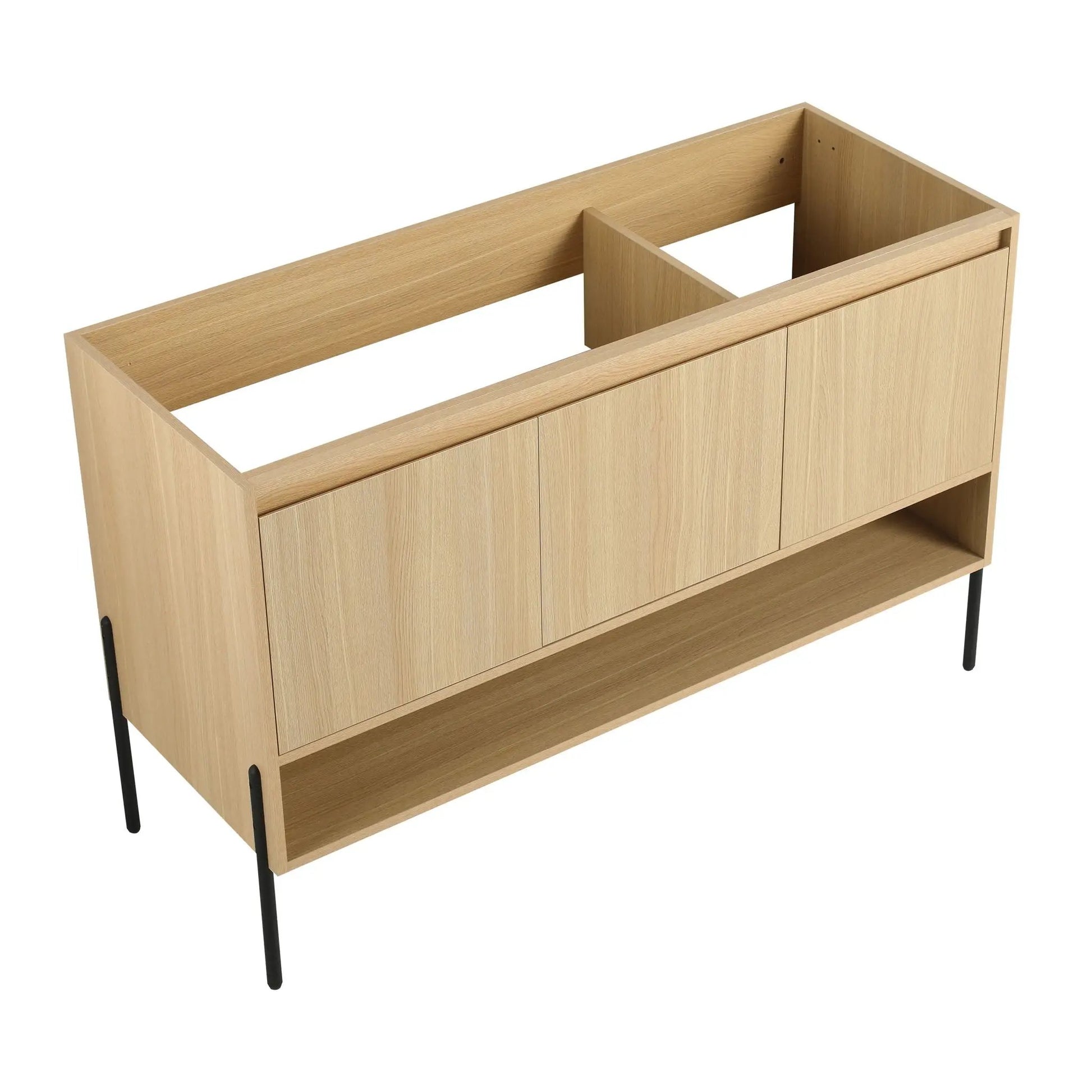 Freestanding oak bathroom vanity with soft-close cabinet doors and black legs Unique Piece Furniture on Tampa Home & Garden Store