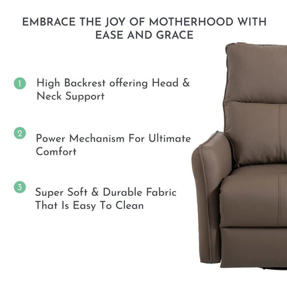Swivel rocker recliner chair 29.92in brown leather by Unique Piece Furniture on Tampa Home & Garden Store