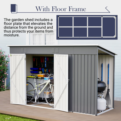 Outdoor Metal Shed with Lockable Door and Floor
