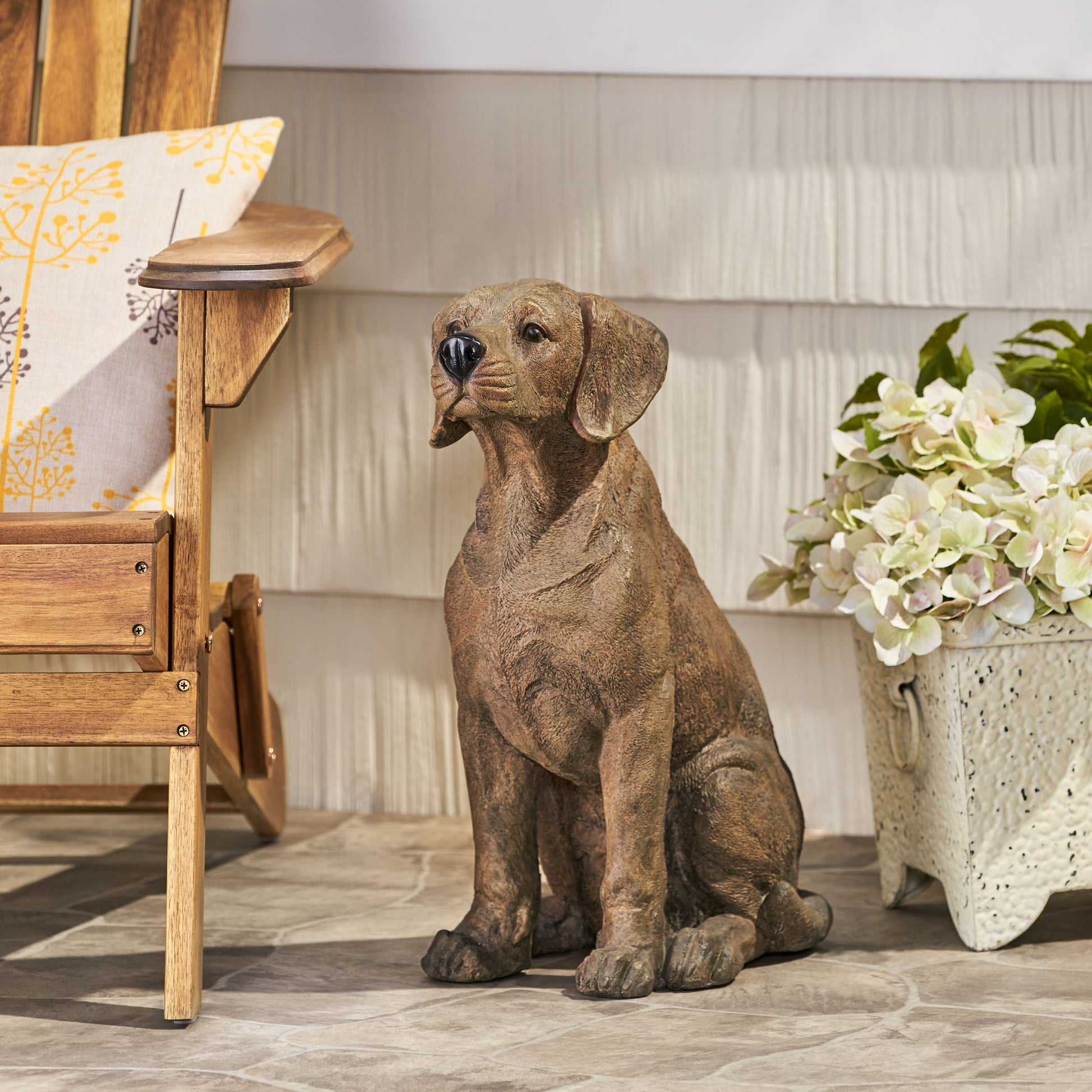 Outdoor dog statue from MGO Dog Decor by HouseOfZazla in bronze finish on Tampa Home & Garden Store