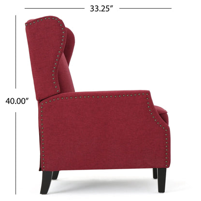 Westeros wingback fabric recliner red with nailhead trim Unique Piece Furniture on Tampa Home & Garden Store