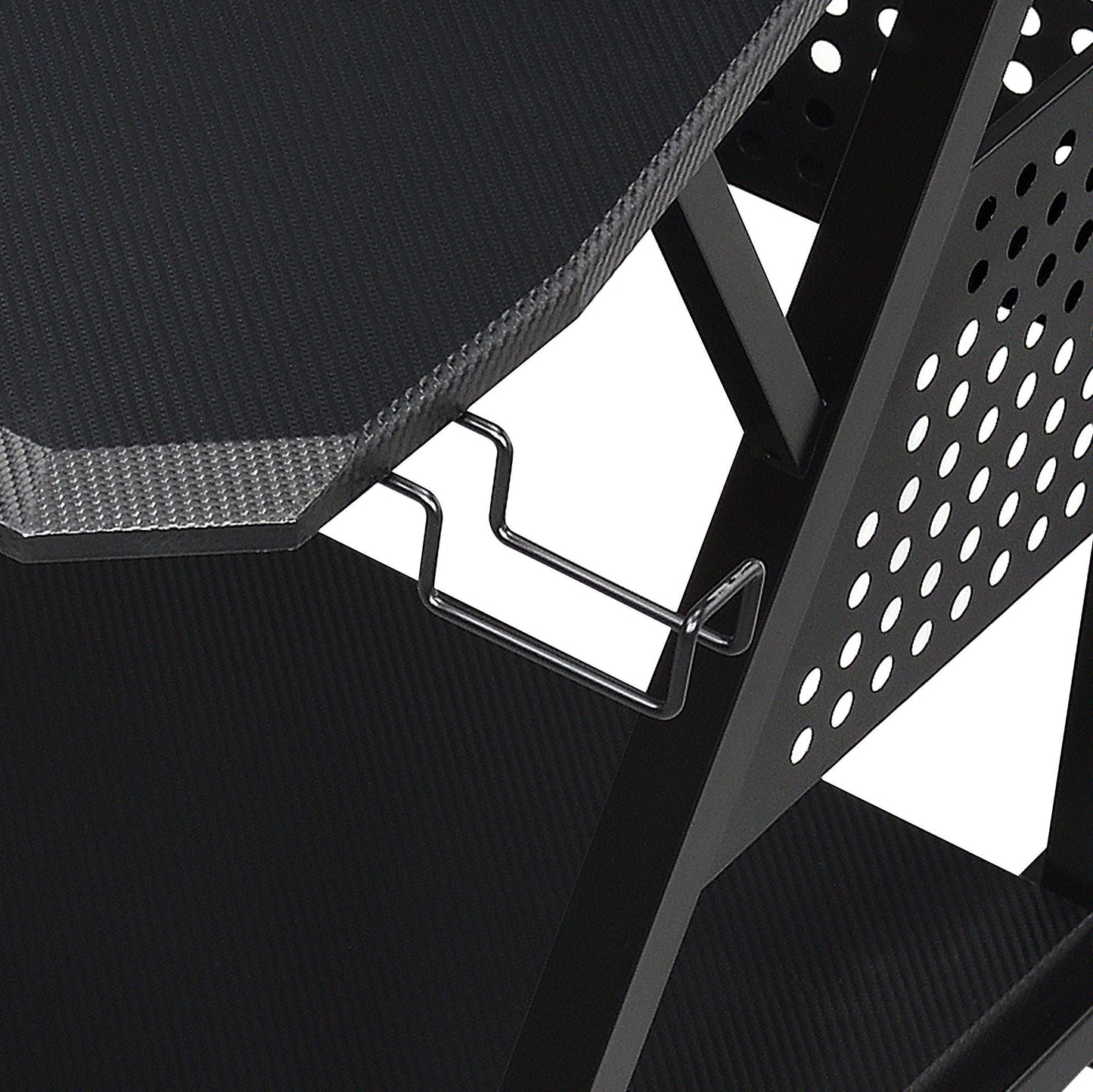 Willow Versatile Music Desk power station by HouseOfZazla with black perforated metal panel on Tampa Home & Garden Store