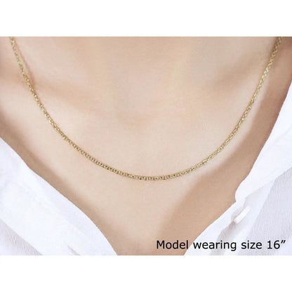 18k yellow gold diamond-cut cable link necklace 1.40 mm, model wearing size 16 by Bids.com on Tampa Home & Garden Store