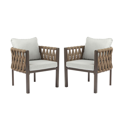 2-piece HouseOfZazla outdoor metal patio club chair set with light gray cushions on Tampa Home & Garden Store