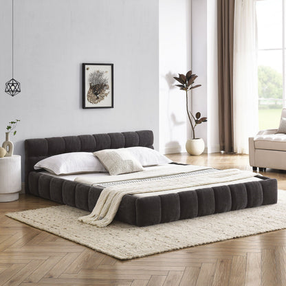 Modern Platform Bed and Thick Fabric Headboard