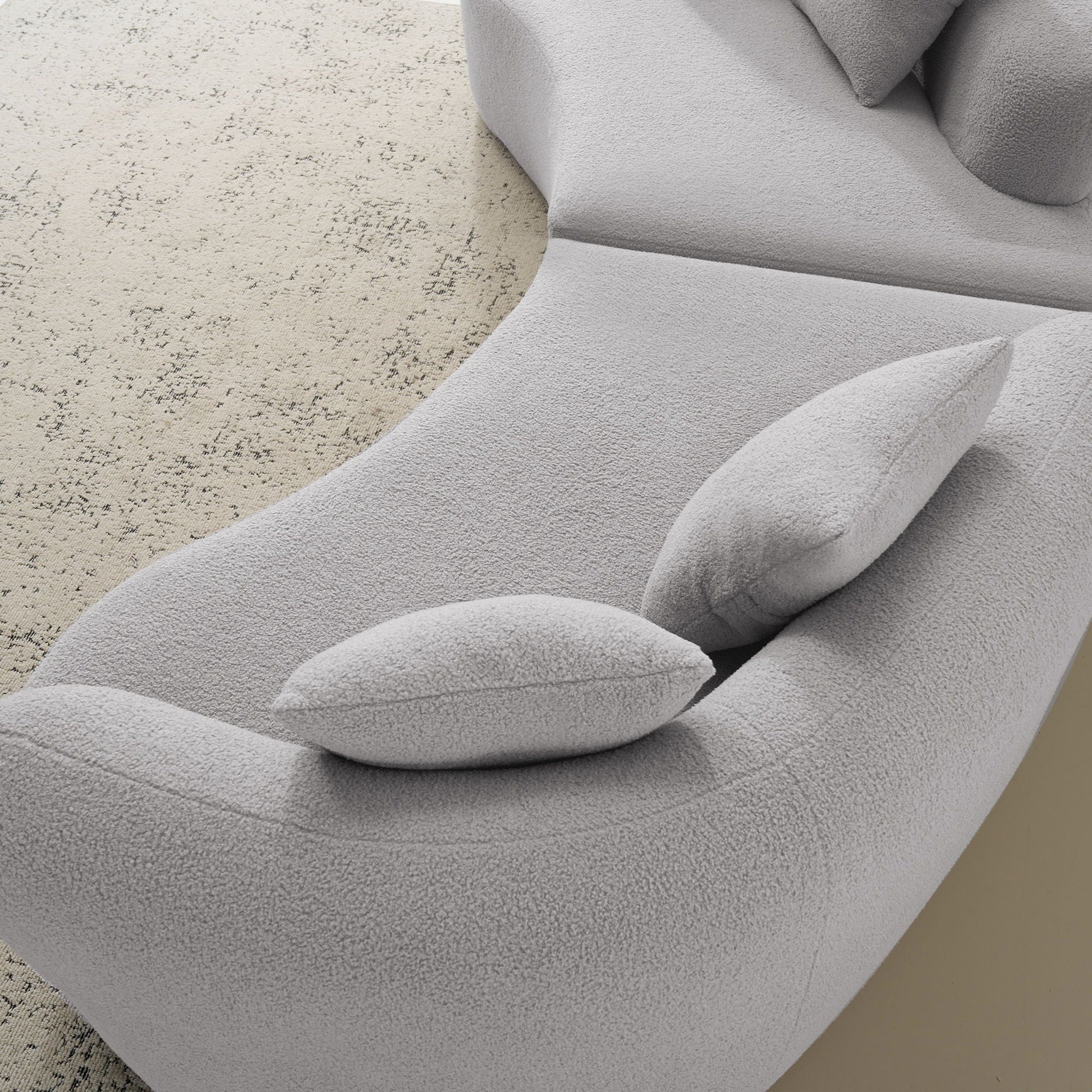 Curved 4 Seater Full Compression Sponge Sofa in light gray fabric by HouseOfZazla on Tampa Home & Garden Store