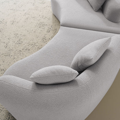 Curved 4 Seater Full Compression Sponge Sofa in light gray fabric by HouseOfZazla on Tampa Home & Garden Store