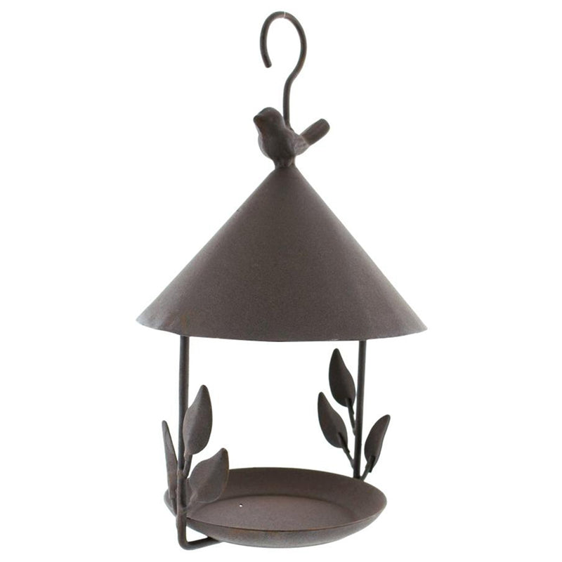 Wrought iron bird feeder by Sell My Stuff, brown finish with hanging hook and leaf accents on Tampa Home & Garden Store