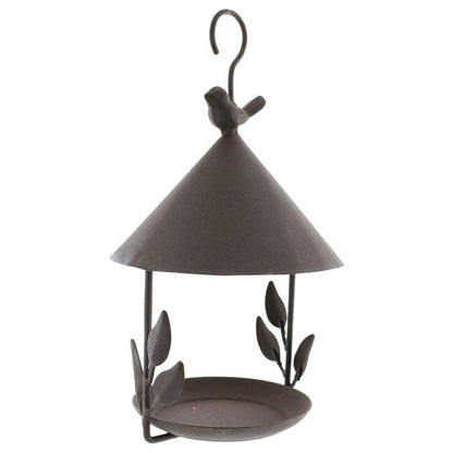 Wrought iron bird feeder by Sell My Stuff, brown finish with hanging hook and leaf accents on Tampa Home & Garden Store