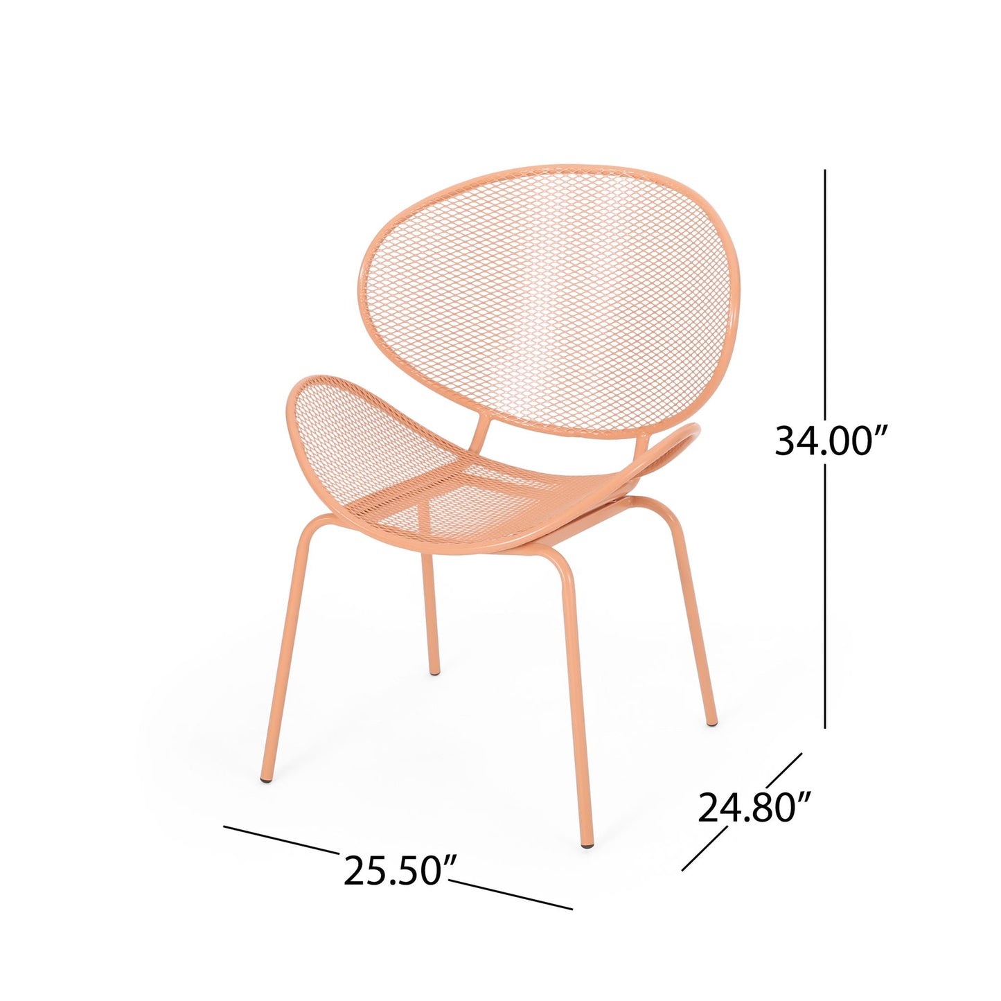Elba Contemporary Armless Outdoor Chairs set of 2 in peach metal mesh by HouseOfZazla on Tampa Home & Garden Store