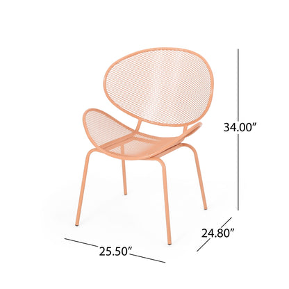 Elba Contemporary Armless Outdoor Chairs set of 2 in peach metal mesh by HouseOfZazla on Tampa Home & Garden Store