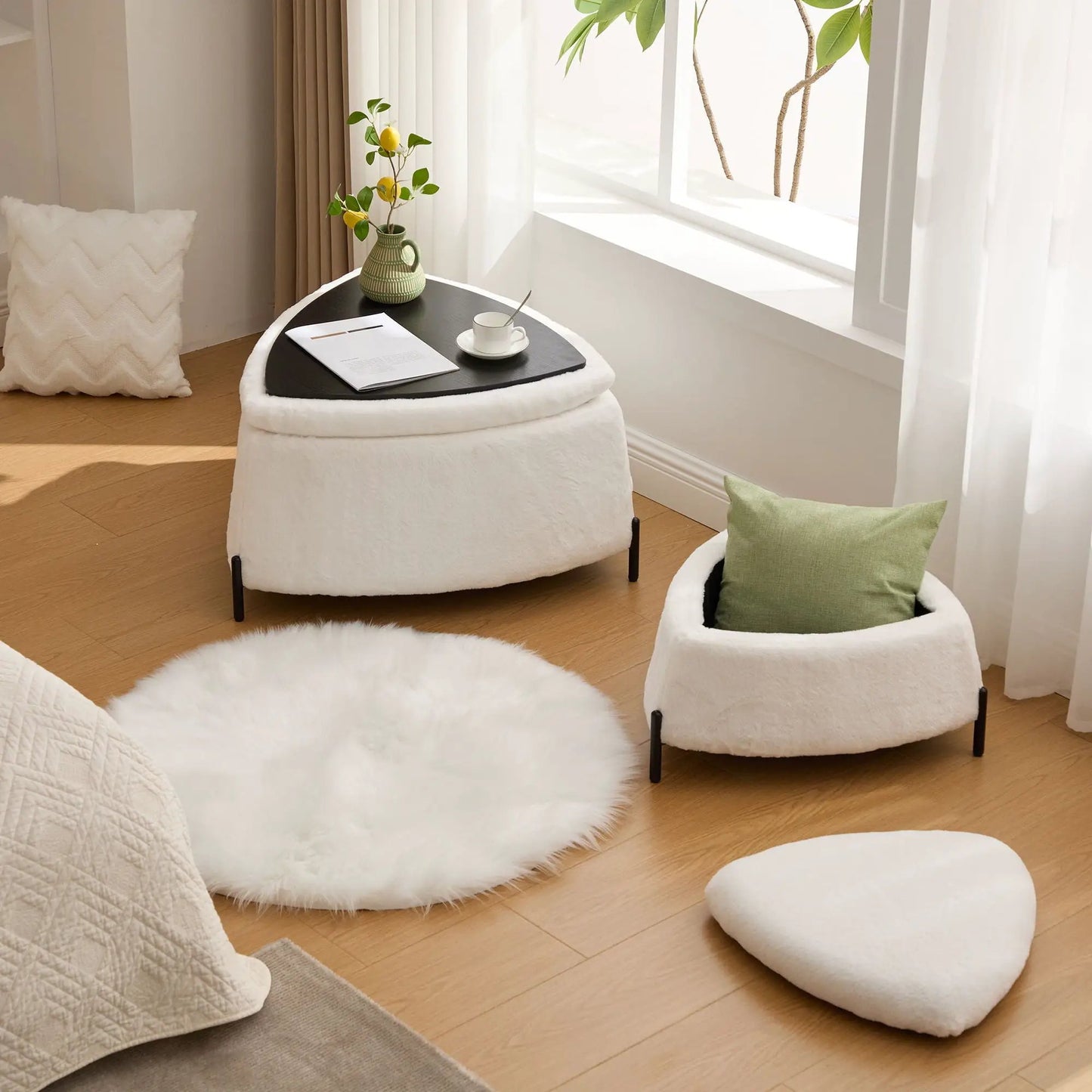 Upholstered Storage Ottoman With Reversible Lid