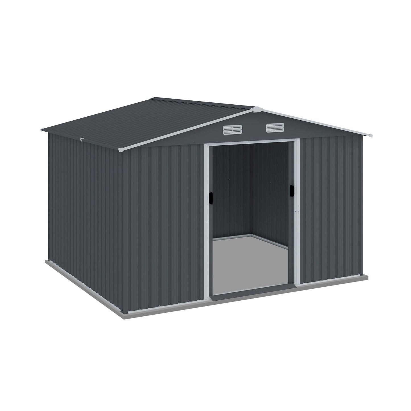 Large Metal Storage Shed and Heavy Sliding Doors