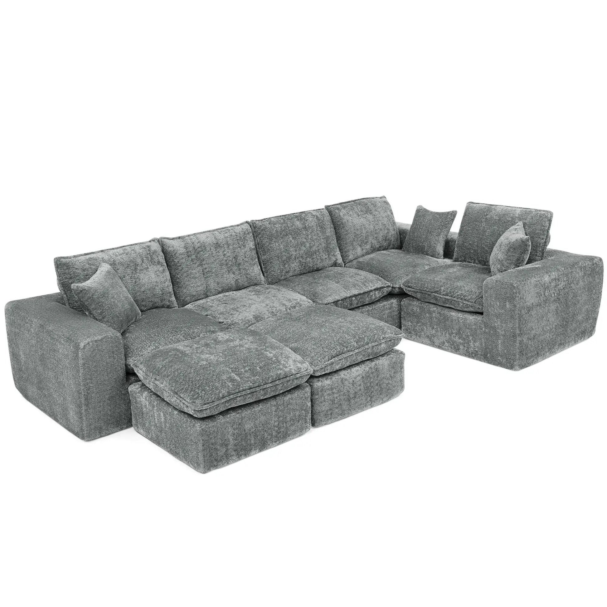Sectional sofa with moveable ottoman, grey fabric, 3-piece set by Unique Piece Furniture on Tampa Home & Garden Store