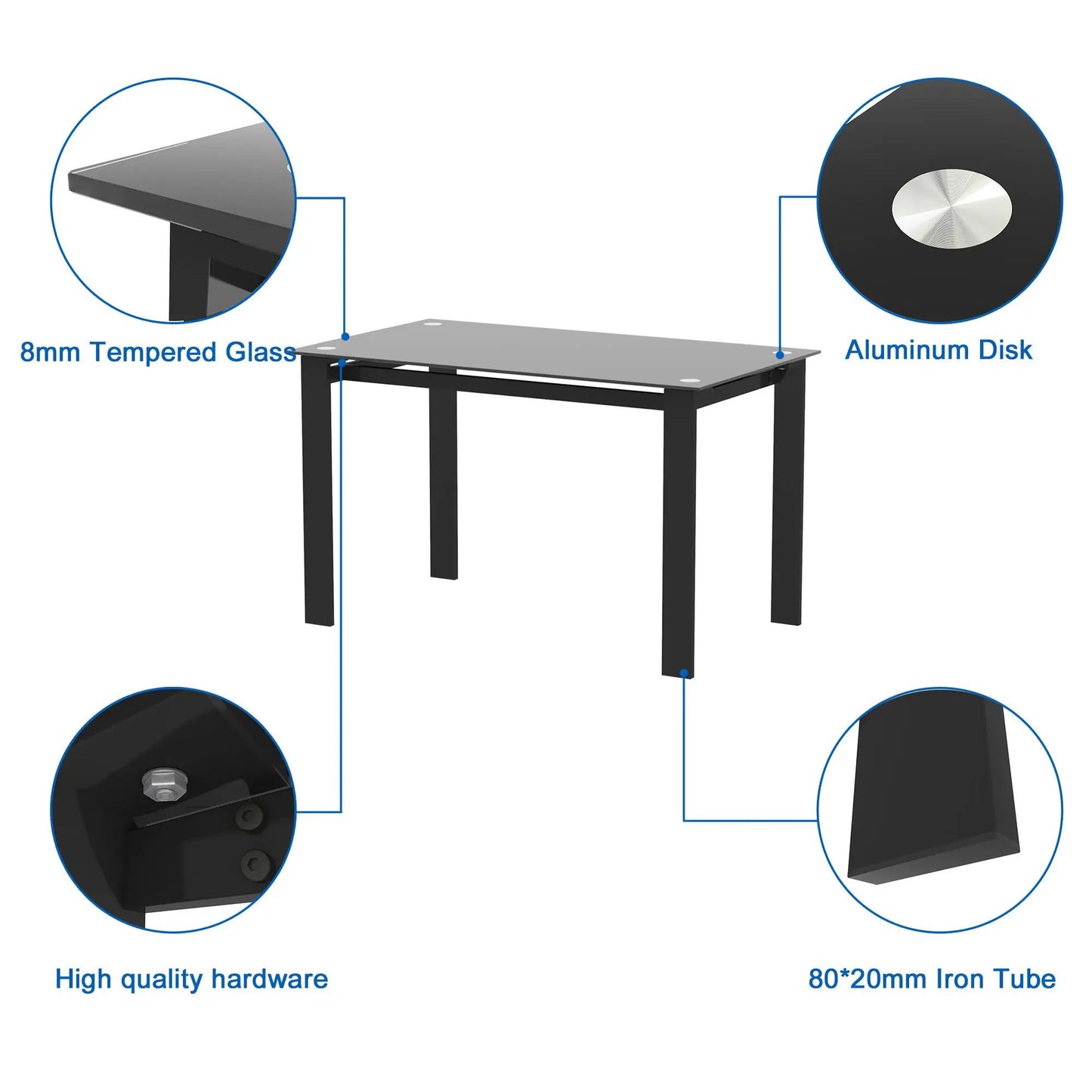 Glass Dining Table for Dining and Living Room