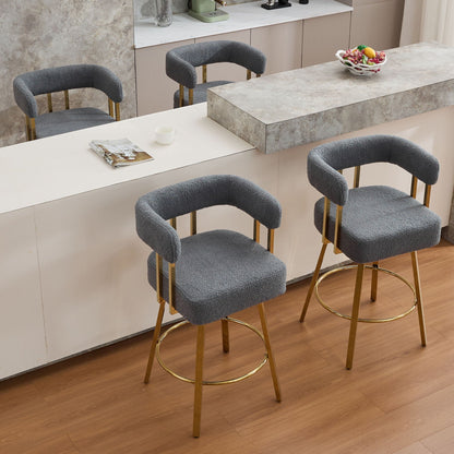 Decorative upholstered side chair set of 2 in gray boucle with gold legs by HouseOfZazla on Tampa Home & Garden Store