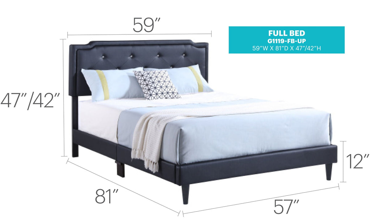 Button tufted upholstered bed by HouseOfZazla in charcoal, 59W x 81D, for cozy spaces on Tampa Home & Garden Store