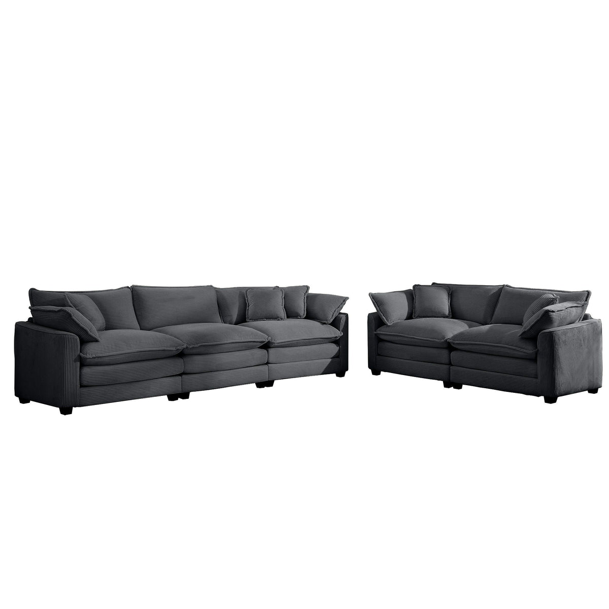 3-piece modular sofa set in charcoal gray with deep seats and plush pillows by HouseOfZazla on Tampa Home & Garden Store