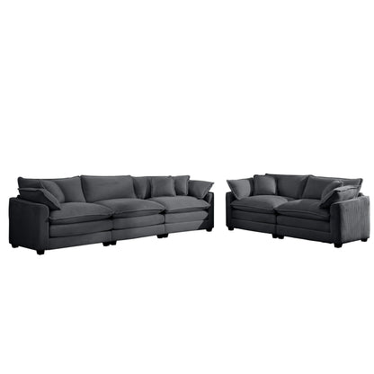 3-piece modular sofa set in charcoal gray with deep seats and plush pillows by HouseOfZazla on Tampa Home & Garden Store