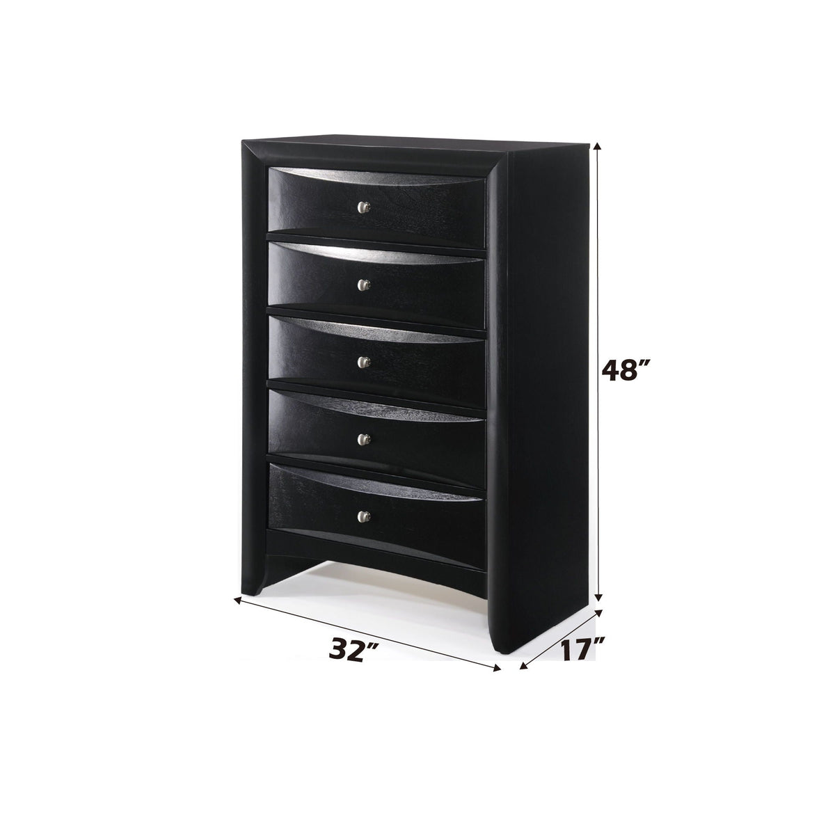 Ireland Elegant Design Storage Chest, black glossy accent chest with curved drawers on Tampa Home & Garden Store