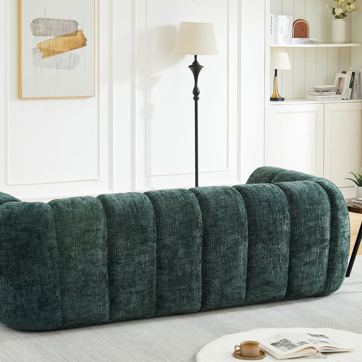 Modern Piano Key Backrest Sofa With Upholstery