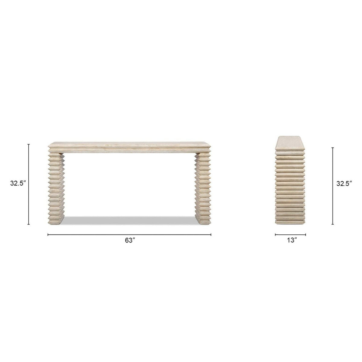 Geometric Waterfall Console Table, solid wood, light brown, 63in L x 13in D, HouseOfZazla on Tampa Home & Garden Store