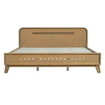 Pine Solid Wood Queen Bed and Rustic Yellow