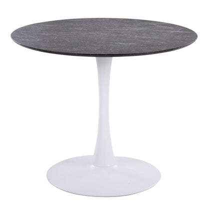 Modern dining table with dark marble top and white pedestal base by HouseOfZazla on Tampa Home & Garden Store