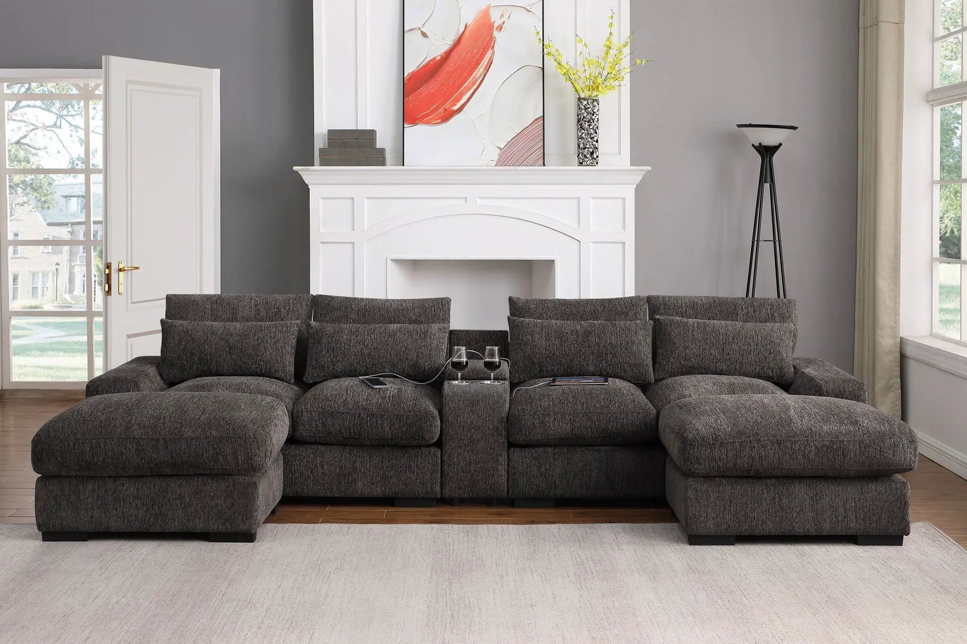 Nyeisha coffee sofa & chaise sectional by Unique Piece Furniture on Tampa Home & Garden Store