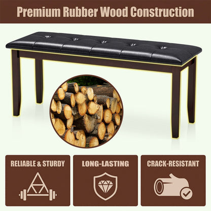 Bench DirectDeals upholstered tufted seat with wood legs in black 45.5 in long on Tampa Home & Garden Store