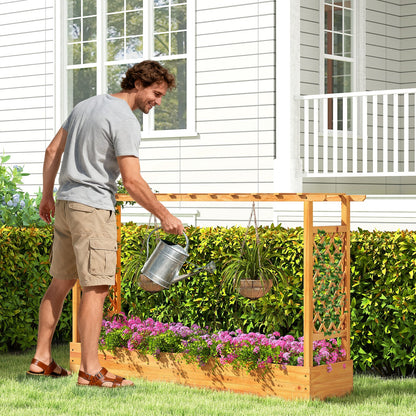 45 Inch Wooden Raised Garden Bed with Lattice Trellis for Outdoor-Natural