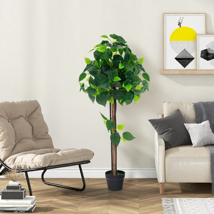 Árbol de hortensia artificial de 45 pulgadas con tronco de madera real y hojas de hortensia realistas