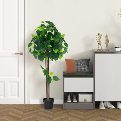 Árbol de hortensia artificial de 45 pulgadas con tronco de madera real y hojas de hortensia realistas
