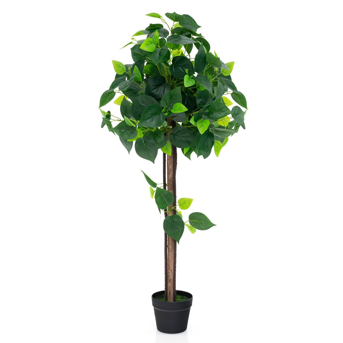 Árbol de hortensia artificial de 45 pulgadas con tronco de madera real y hojas de hortensia realistas