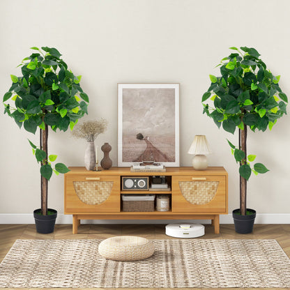 Árbol de hortensia artificial de 45 pulgadas con tronco de madera real y hojas de hortensia realistas