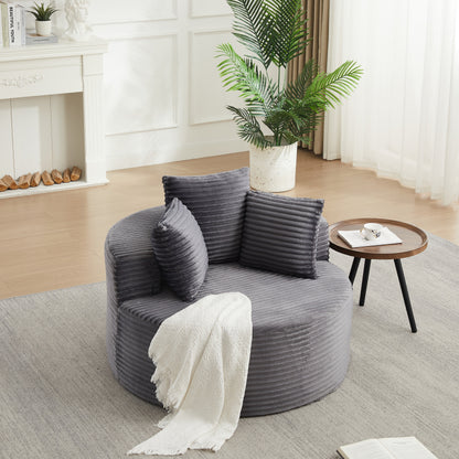 Modern Round Corduroy and Single Sofa Chair