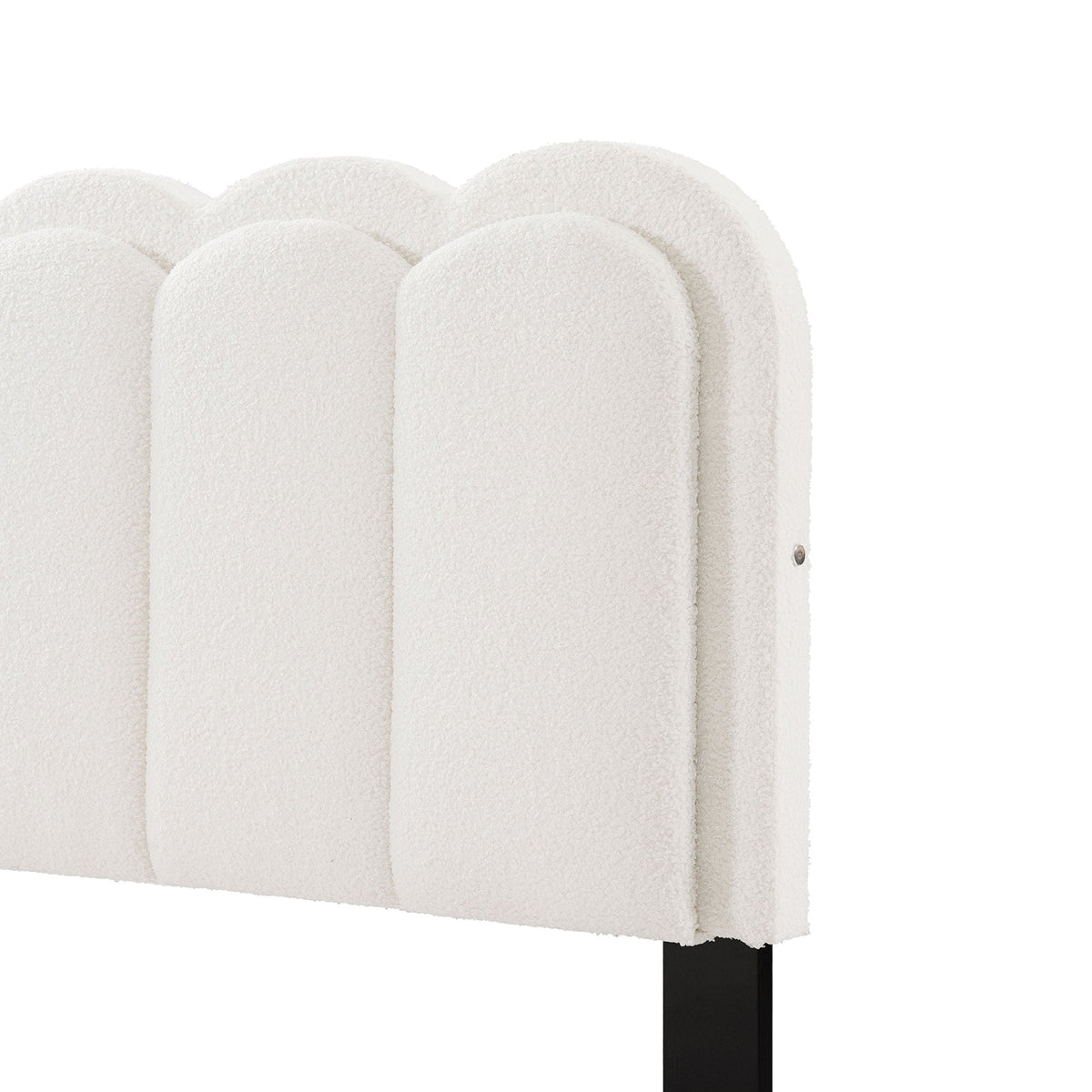 Lambswool Petal Headboard Bed Frame in cream with scalloped arches and a black leg on Tampa Home & Garden Store