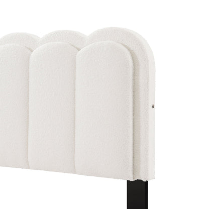 Lambswool Petal Headboard Bed Frame in cream with scalloped arches and a black leg on Tampa Home & Garden Store