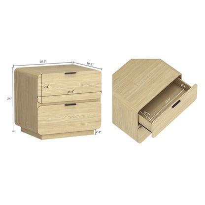 Chrystie modern nightstand with two drawers in light brown oak finish by HouseOfZazla on Tampa Home & Garden Store